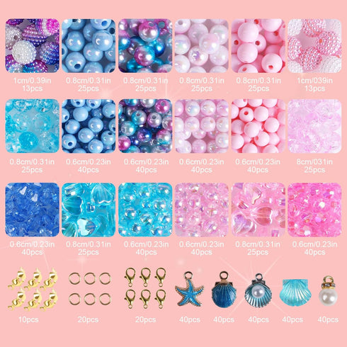 FOPINOA Bracelet Making Kit, Pearl Beads for Bracelet Making with Beautiful Ocean Pendant Charms and Elastic Strings for DIY Crafts Jewelry Bracel...
