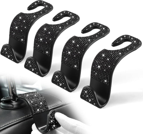 LivTee Car Seat Headrest Hook, Auto Seat Hook Hangers Storage Organizer Interior Accessories for Purse Coats Umbrellas Grocery Bags Handbag, 4-Pac...