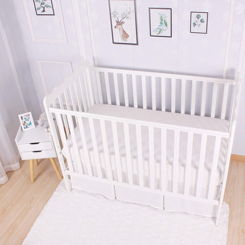 CaSaJa Classic Microfiber Crib Skirt with 2 Pleated Workmanship, Soft Breathable Dust Ruffle Fits Standard Crib and Toddler Bed, Pure White Color ...