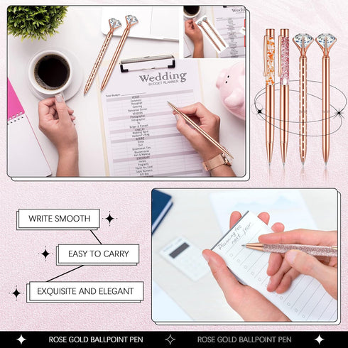 8 Pcs Ballpoint Pen for Women Fancy Black Ink Pens Gifts for Journaling Liquid Sand Glitter Pen Bridal Shower Gifts for Wedding Women Office Desk ...
