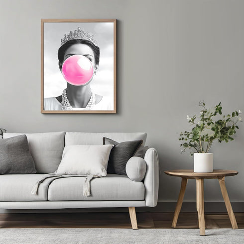 Posterizer 1 pcs-black and white fun retro modern art-pink bubblegum 2-Retro Art-Comedy Art-Gifts for Women- unframed wall art...