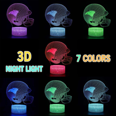 Helmet Shape 3D Optical Illusion Smart 7 Colors Night Light Table Lamp Gifts for Panthers Fans, Men, Women, Kids, Boys, Teens…...