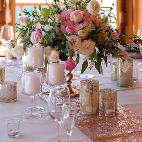 Rose Gold Glitter Sequin Table Runner 12x72 inch for Sparkling Your Party Home Table Docorations Happy Birthday Wedding Bridal Shower Baby Shower...