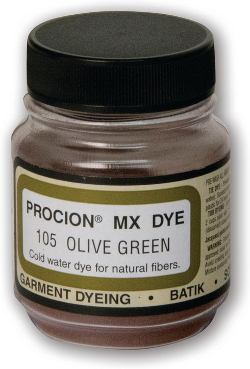 Jacquard Procion MX Tie Dye Powder Olive Green, 2/3 Ounce Jar for Fabric and Clothing | Permanent and Washfast...