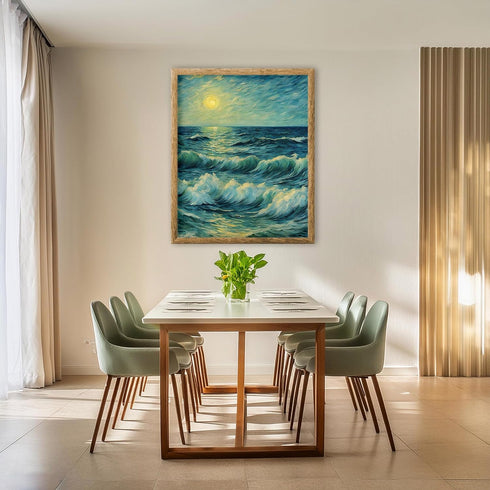 Posterizer 1 pcs- sea and beach themed oil painting style print 6-Landscape & Nature Art-Floral Botanical Art- Decor for Home & Office- unframed w...