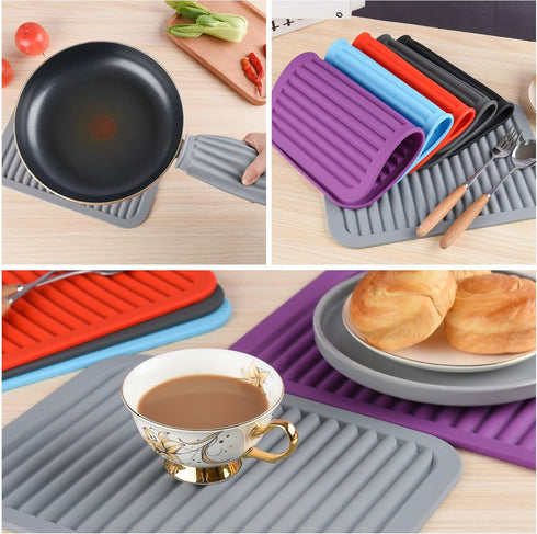 Silicone Trivets for Hot pots and Pans, Trivets for Hot Dishes,Mats for Countertop,Mat Pads Heat Resistant Table Placemats 2 Pack,Size:9x12 Inch, ...