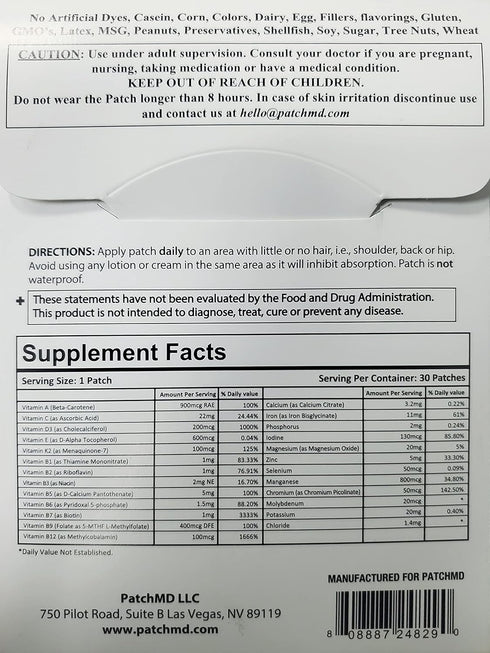 PatchMD - Multivitamin Plus Topical Patch - 30 Days Supply...