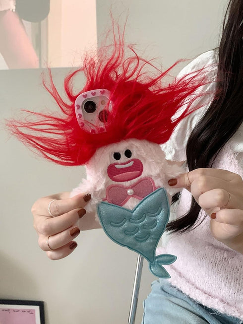 LMA Funny Mermaid Phone Case Compatible with iPhone 15 Pro Ugly Weird Plush Phone Case for Women Girls Cute Cases Compatible with iPhone 15 Pro(Me...