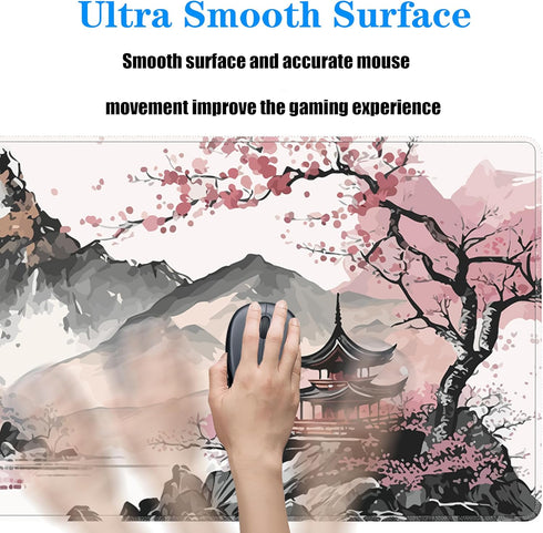 Watercolor Cherry Blossom Large Gaming Mouse Pad,Mouse Pad Gaming 31.5 x 11.8 in Mouse Mat Desk Pad,Large Desk Mat,Extended Keyboard Mousepad with...