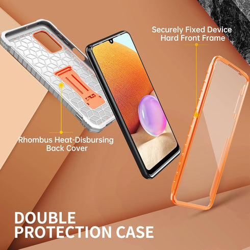 FITO for Samsung Galaxy A32 5G Case, Dual Layer Shockproof Heavy Duty Case for Samsung A32 5G Phone with Screen Protector, Built-in Kickstand (Ora...
