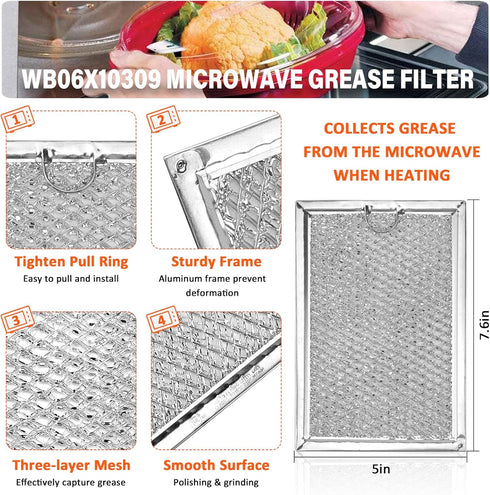 WB06X10309 Microwave Grease Filters Compatible with G.E Microwave Oven by Fetechmate Replace Filters WB06X10654 WB06X10359-5 in X 7-5/8 in X 3/32 ...