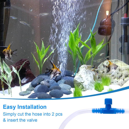 30 Pack Aquarium Air Control Valves for Fish Tank 3/16" ID Air Tube Blue Single Way T Shape Control Valve Plastic Aquarium Hose Connector for Home...