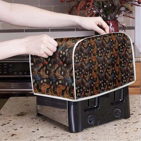 Chicken Hens Pattern Toaster Cover 2 Slice Small Appliance Covers Toaster Cover Kitchen Decor Toaster Bag Dust Cover with Top Handle, M...