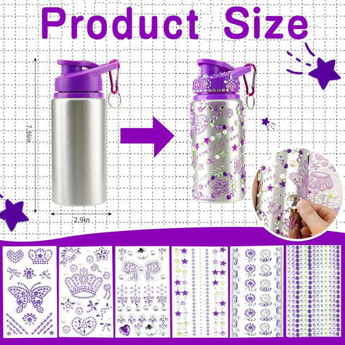 Gift for Girls, Decorate Your Own Water Bottle for Girls, DIY Arts and Crafts Kits for Kids, Back to School Supply Gifts for Kids, Purple...
