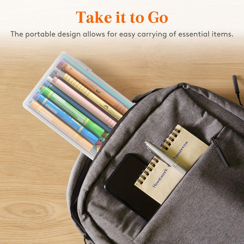 Lifewit Plastic Pencil Box with Snap-tight Lid, Large Capacity Hard Pencil Case, Stackable Craft organizer for Art Supply, Office, 4 Pack...