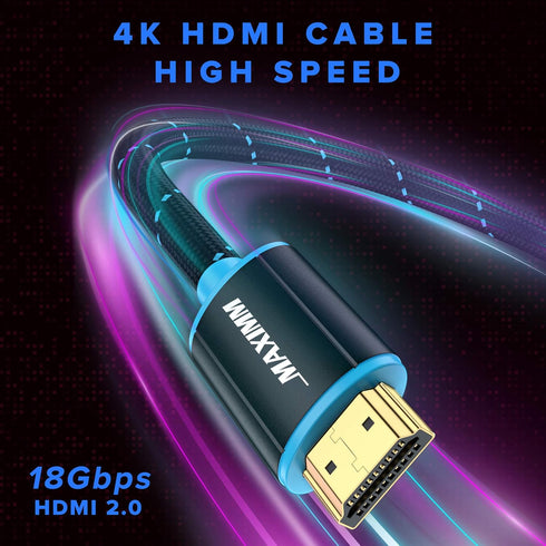 HDMI Cable 4K Ultra HD 6 Foot (3 Pack) Nylon Braided HDMI 2.0 Cable, High Speed 18Gbps 4K60Hz HDR, 3D, 2160p, 1080p, HDCP 2.2, ARC, HDMI Cables fo...