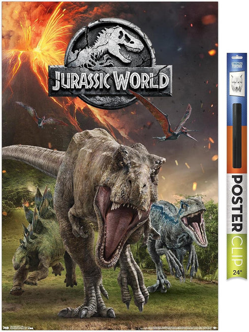 Trends International Jurassic World: Fallen Kingdom - Group Wall Poster, 34L x 22.4W, Premium Poster & Clip Bundle...