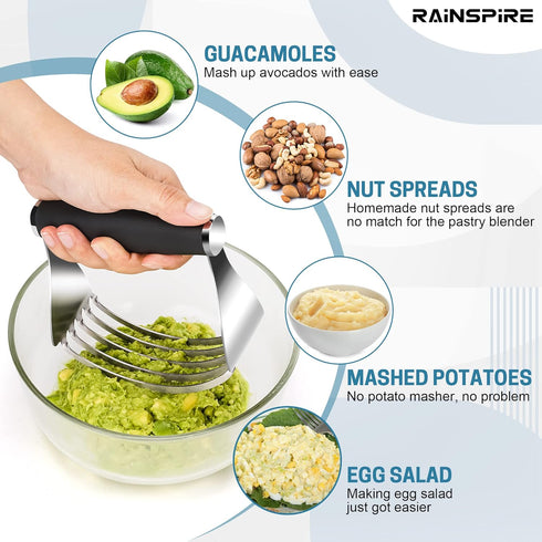 Pastry Cutter For Baking, Heavy Duty Pastry Blender Stainless Steel, Thick Sharp Blades Dough Blender, Dough Cutter Butter Cutter Pastry for Easy ...