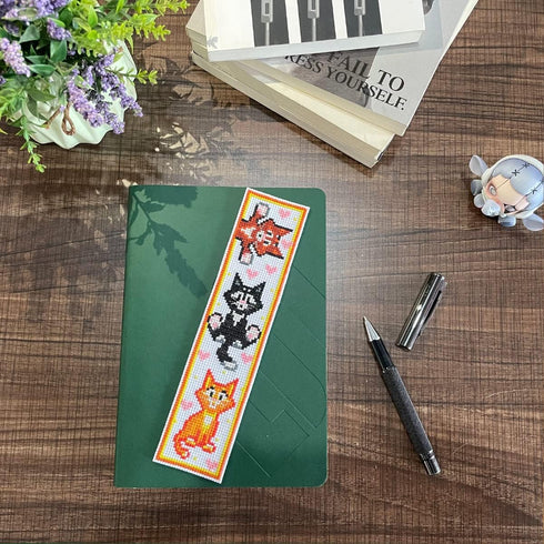 3 PCS Cross Stitch Bookmark Kit,Stamped Bookmarks Cross Stitch Kits for Adults Beginners,DIY Embroidery Bookmarks Cross Stitch Kits,14CT(Cats)...