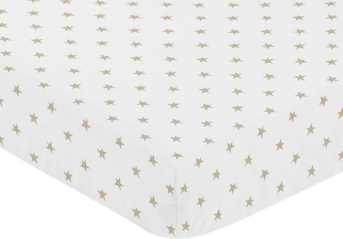 Gold and White Star Baby or Toddler Fitted Crib Sheet for Celestial Collection by Sweet Jojo Designs...