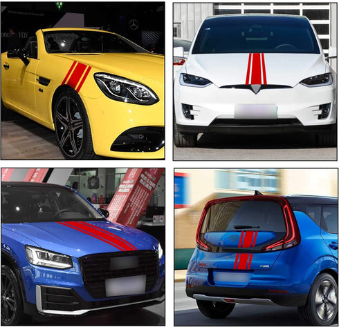 TOMALL 49"x 8.7" Car Hood Stripe Sticker Auto Racing Body Side Stripe Decal Skirt Roof Hood Bumper Decal Vinyl Modified Sticker Decoration for Car...