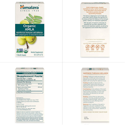 Himalaya Organic Amla Natural Antioxidant for Immune Support, 60 Caplets, 1 Month Supply...