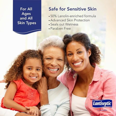 DermaRite's Lantiseptic Moisture Shield Original Skin Protectant - 50% Lanolin, Paraben Free, Unscented Barrier Cream Ointment - 4 oz. Tube, 1 Cou...