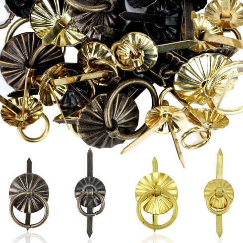 40Pcs Metal Brad Fasteners with Pull Rings Small Ring Fasteners Ring Pulls Handle for DIY Crafts Decoration Accessories...