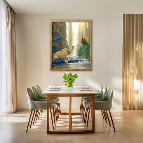 Posterizer-jungle scene with animals in urban city setting -3-Abstract & Modern Art-Art for Animal Lovers-Decor for Home & Office- unframed wall a...
