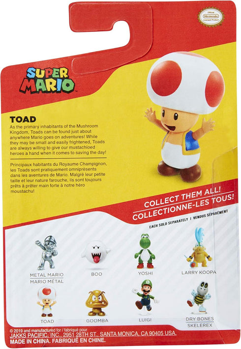 Super Mario Action Figure 2.5 Inch Red Toad Collectible Toy...