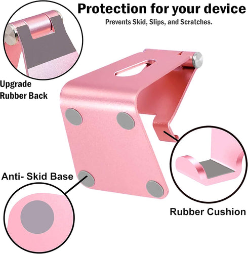 Cell Phone Tablet Stand Adjustable Multi-Angle Aluminum Non-Slip Dock Holder Cradle Charger Station Mount Foldable Portable Desktop Organizer Tabl...