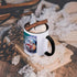 3dRose Classic Woody Car and Big Wave Background with Surfer A Surfing Lover Gift Mug, 11 oz, Black...