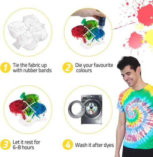 Tie Dye Kit, Tie Dye Set for Kids, 12 Vibrant Colors Pre-Filled Tye Dye Bottles, Non Toxic Permanent Fabric Dye Art Set, Easy DIY Fabric Art - Cre...