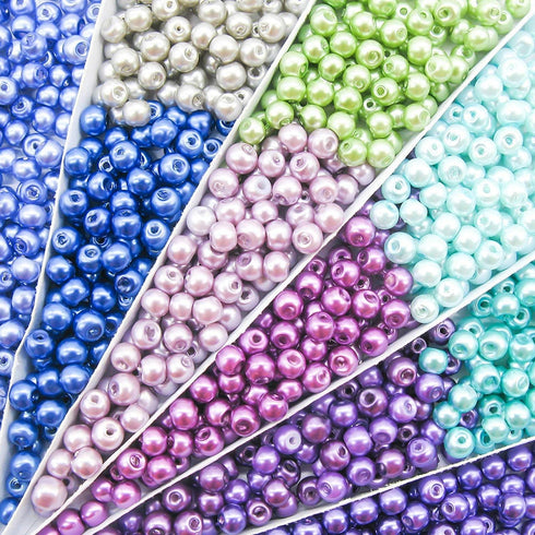 TOAOB 1000pcs 4mm Blue Series Loose Round Glass Pearl Beads Spacer Beads for DIY Craft Necklaces Bracelets Jewelry Making...