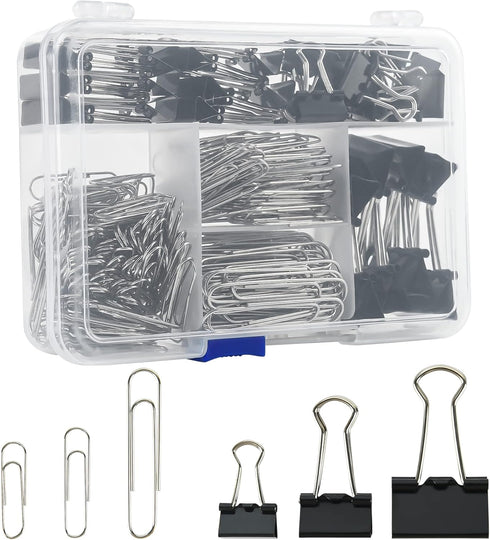 Binder Clips Paper Clips Assorted Sizes, 340pcs Black Binder Clips Jumbo Paperclips Set, Large Paper Clips for Office, School Supplies, Binder & P...