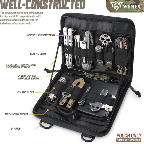 WYNEX Tactical Folding Admin Pouch, Molle Tool Bag of Laser-Cut Design, Utility Organizer EDC Medical Bag Modular Pouches Tactical Attachment Wais...