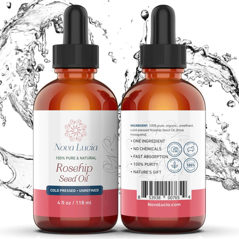 Rosehip Oil Organic Cold Pressed Moisturizer For Face Hair Skin Nails Sunspot & Stretch Mark Minimizer Helps Reduce Scar Rose Hip Facial Serum Fac...