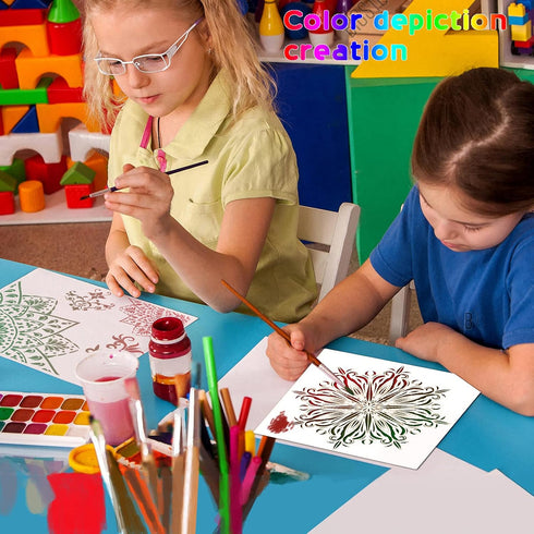 9 Pack Large Reusable Stencil Mandala Stencil Laser Cut Painting Template for Wood Wall Floor Tile Fabric Crafts Furniture Stencils Painting(12x12...
