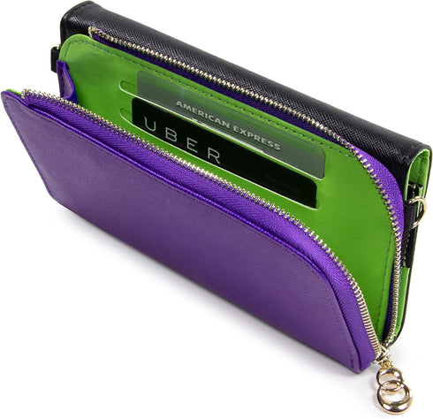 Clutch Wallet with Wristlet and Crossbody Strap for Smartphones or Phablets up to 5.7 Inch - Carrying Case - Frustration-Free Packaging - Black an...