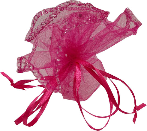 100pcs Sheer Organza Favor Bags Round Drawstring Organza Jewelry Candy Pouch 26cm/10.2 inch Diameter Christmas Wedding Party Favor Gift Packaging ...