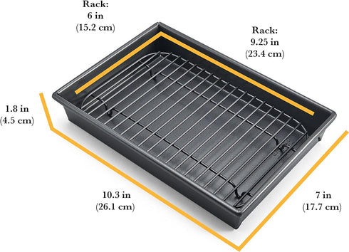 Chicago Metallic 26639 Petite Roast Pan with Rack, Grey, 10-Inch-by-7-Inch, Gray...