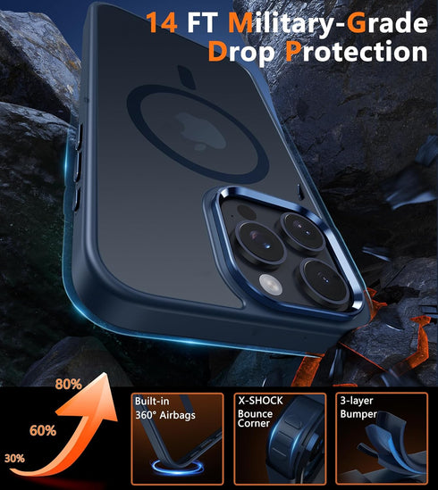 FNTCASE for iPhone 15 Pro-Max Case: Strong Magnetic Phone Case with Screen Protector | Camera Protector Translucent Matte Slim Shockproof Military...