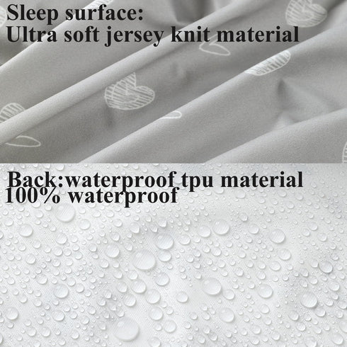 Waterproof Changing Pad Cover Set 2 Pack Stretch Jersey Knit Super Soft Grey Love & Stars...