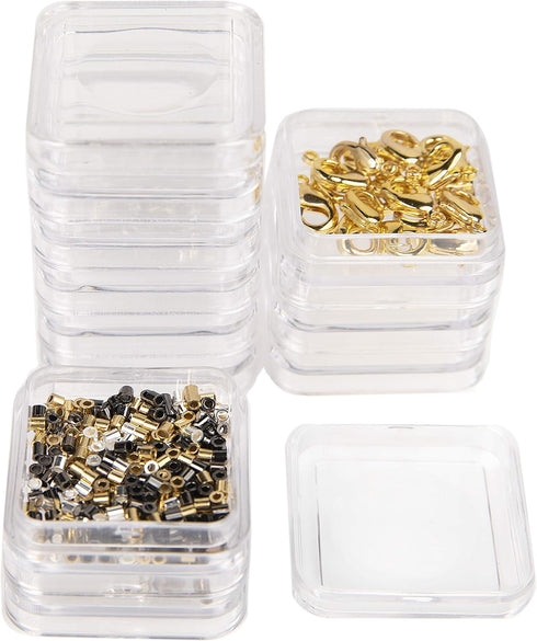 The Beadsmith Personality Case – 2 Clear Square Stacker Jar Set – Each Stack Measures 1.25 x 2.3 inches - Total 10 Jars and 2 lids, for Storage of...