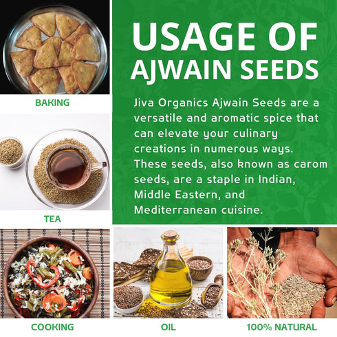 Jiva Organics Organic Ajwain Seeds 7 ounce Bag - Whole Carom Seed, Ajamo, 100% Natural & Non-GMO...