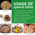 Jiva Organics Organic Ajwain Seeds 7 ounce Bag - Whole Carom Seed, Ajamo, 100% Natural & Non-GMO...