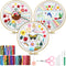 TINDTOP 3 Sets Beginners Embroidery Stitch Practice kit, Embroidery Kit for Beginners Include Embroidery Cloth Hoops Threads for Craft Lover Hand ...