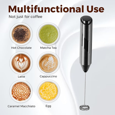 HealSmart Milk Frother Handheld, Battery Operated Whisk Maker with Stainless Steel Stand Hand Drink Mixer for Coffee, Lattes, Cappuccino, Matcha, ...