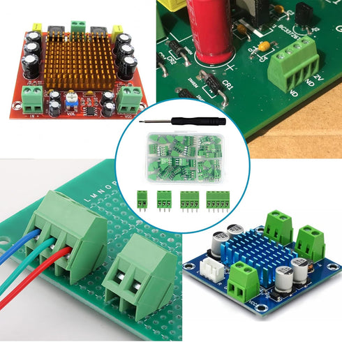 52PCS 2.54mm 0.1" Pitch PCB Mount Screw Terminal Block Connector, Minidodoca 2P 3P 4P 5P Terminals 150V 6A for 26-18AWG Cable?Equipped with Specia...