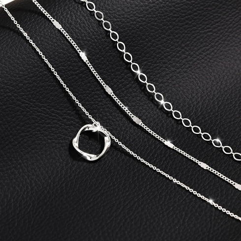 Silver Layered Necklaces for Women, Stackable Dainty Silver Choker Necklaces for Women Trendy Layering Circle Bar Pendant Chain Necklace Fashion J...